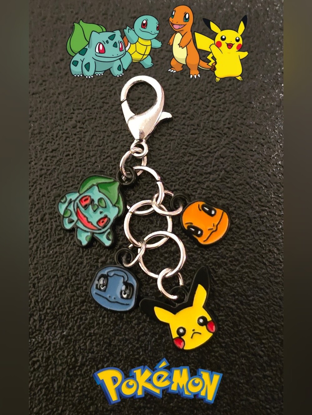 Pokemon 1st Gen Starters Charm Keychain